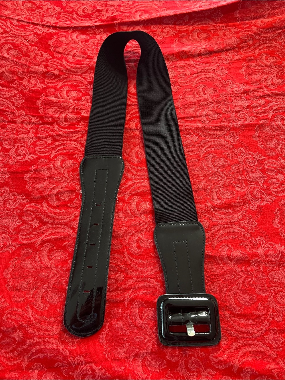 Wide Black Elastic Stretch Belt Patent Buckle Women's Medium/Large